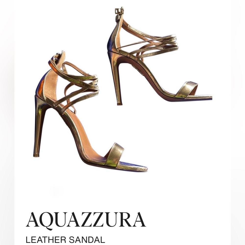 AQUAZZURA Gold Sandals – Size EU 37.5 (US 7.5) – Limited Edition St. Barth